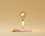 A bulb,signifying insights from expert networks, that is taking off like a rocket