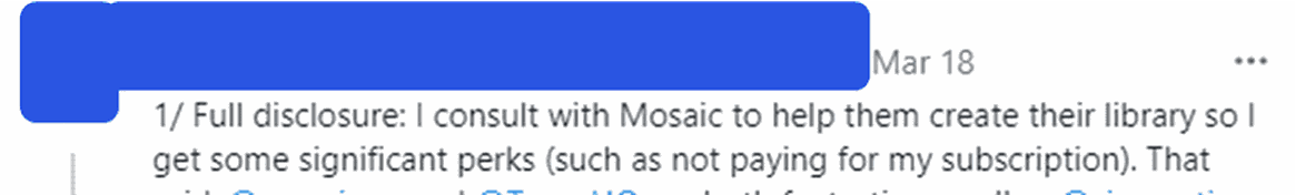 Mosaic Research independent contributor on Twitter