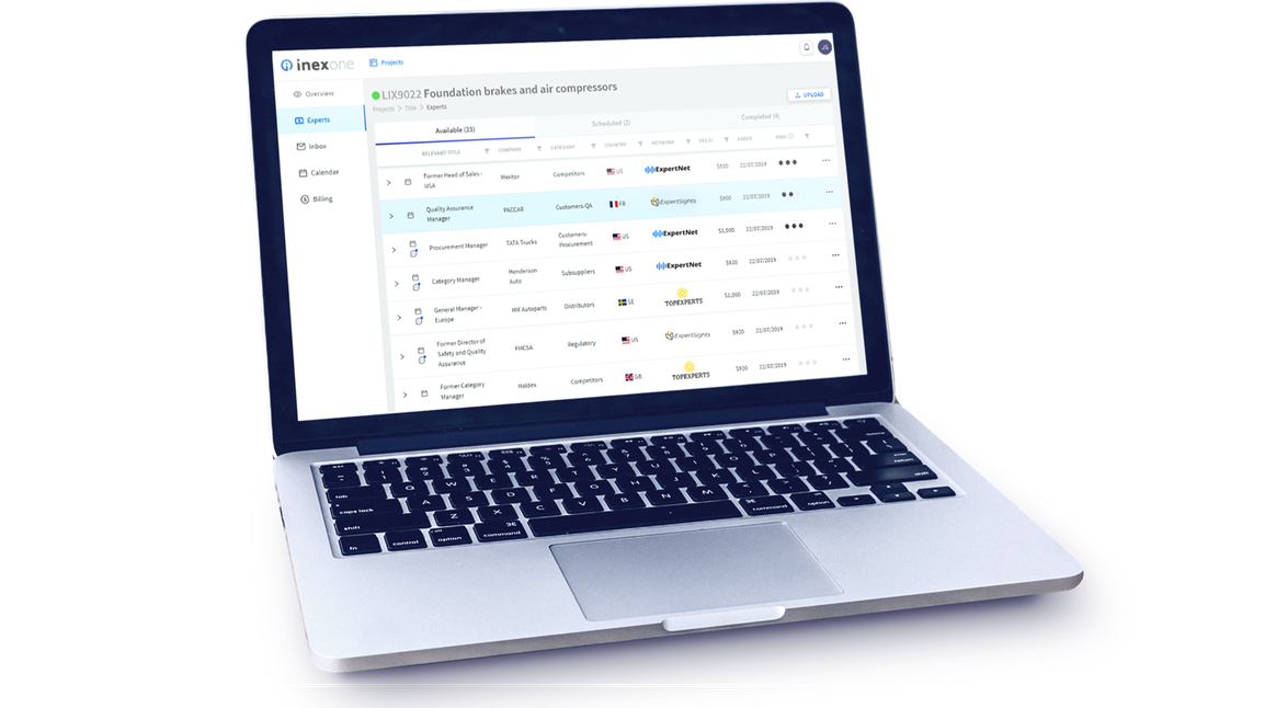 Picture of a computer with the Inex One expert network aggregator.