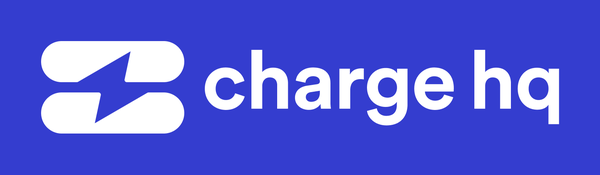 Charge HQ shown in white on the primary electric blue brand colour