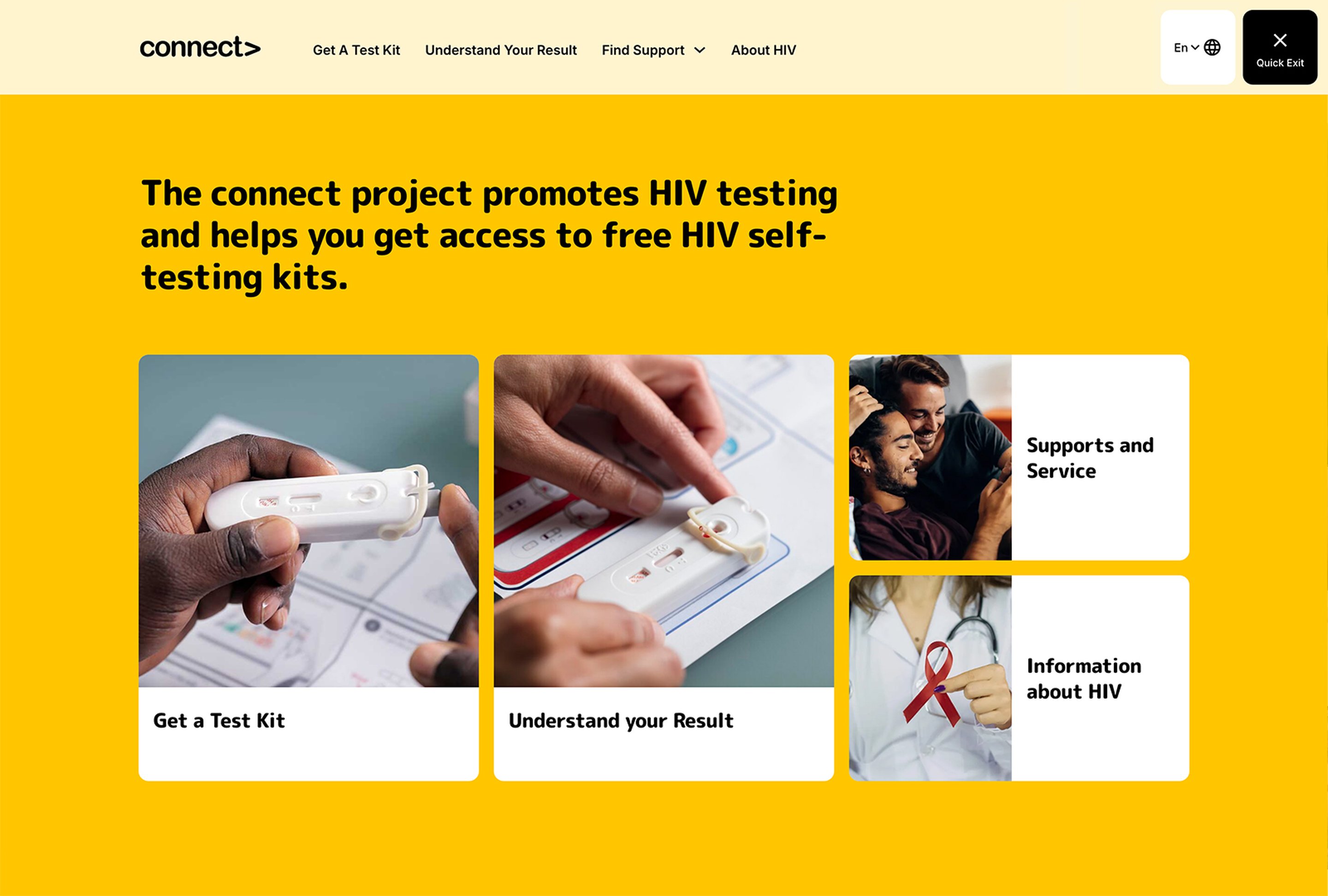 Connect - Home page on a desktop browser