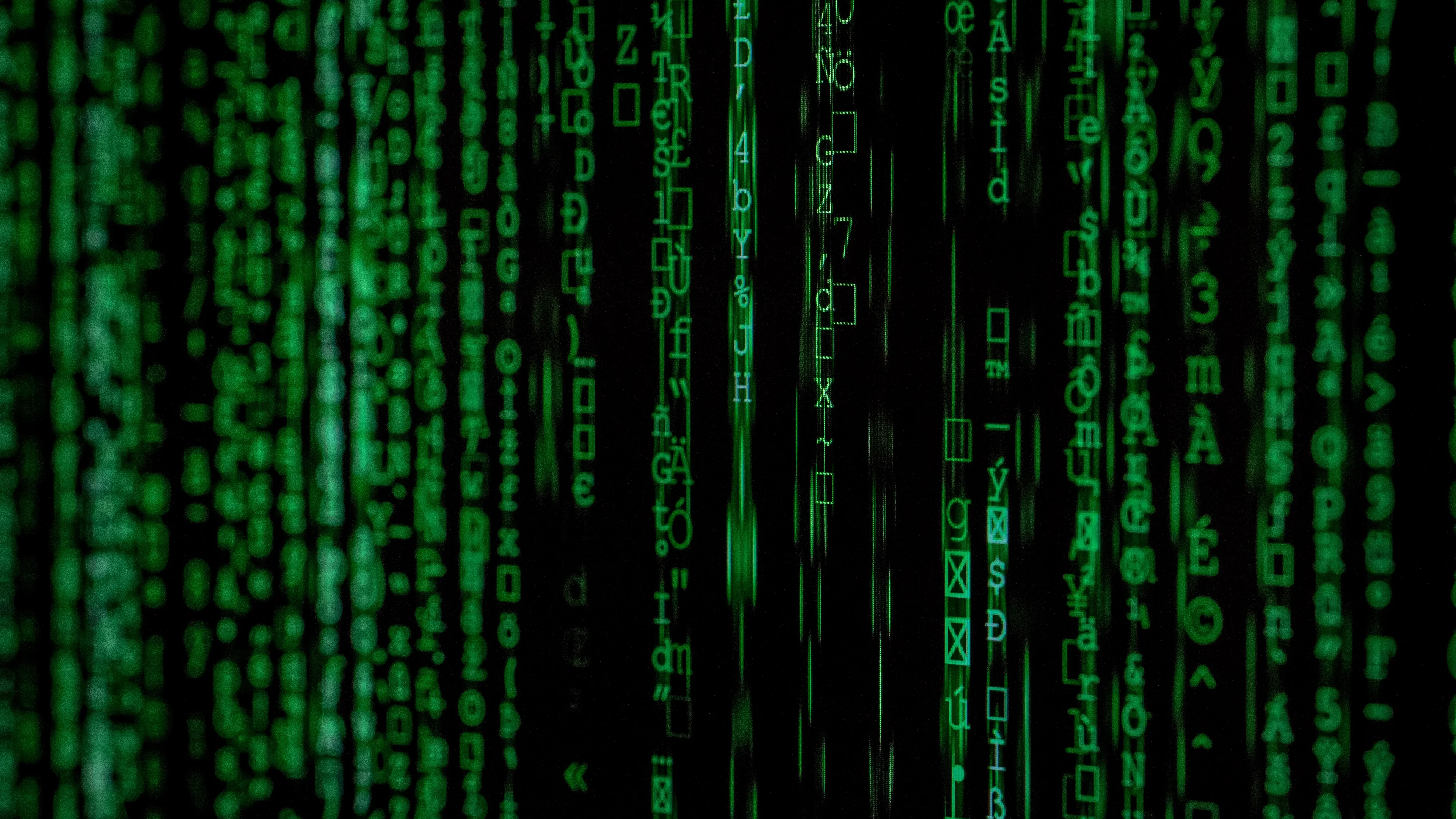 Green lines of code on back blackground