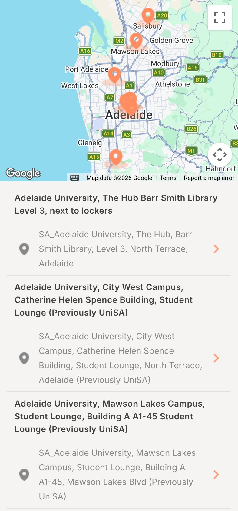 Connect - Map of Locations