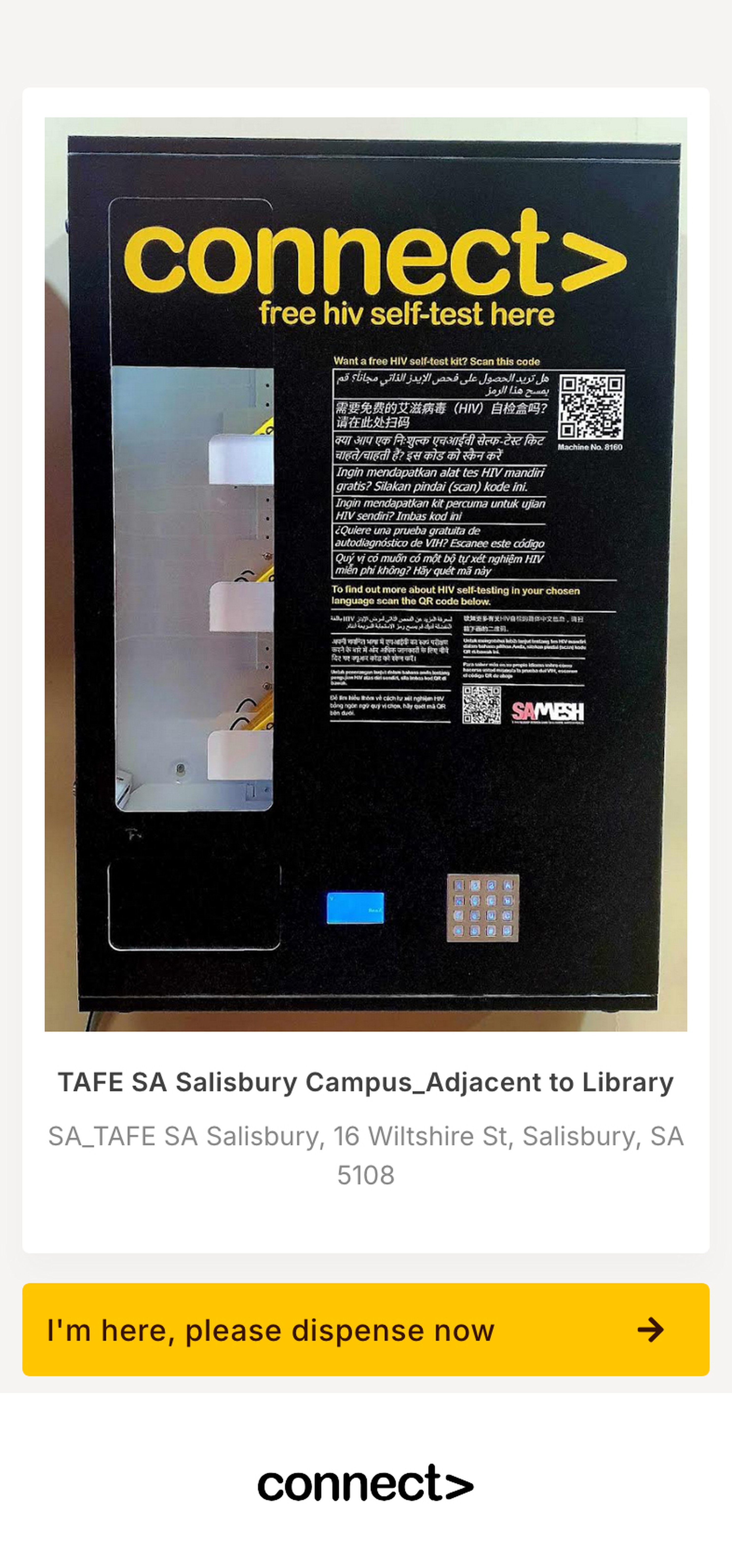 Connect - Vending page