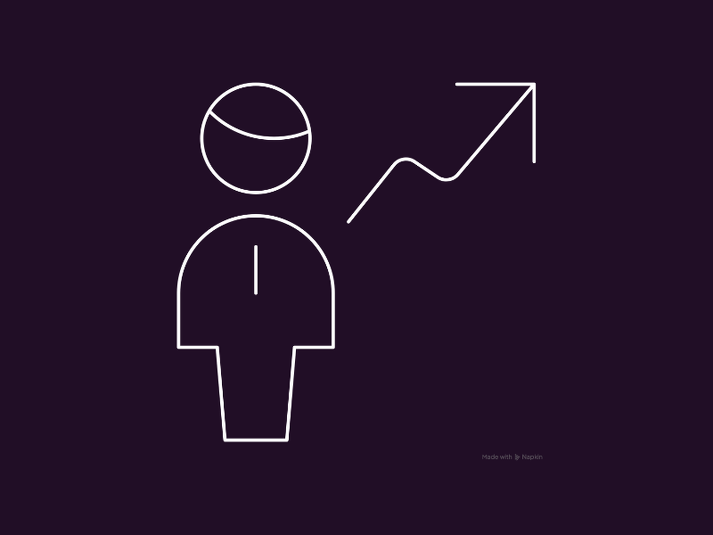 Line drawing showing person and arrow to represent growth