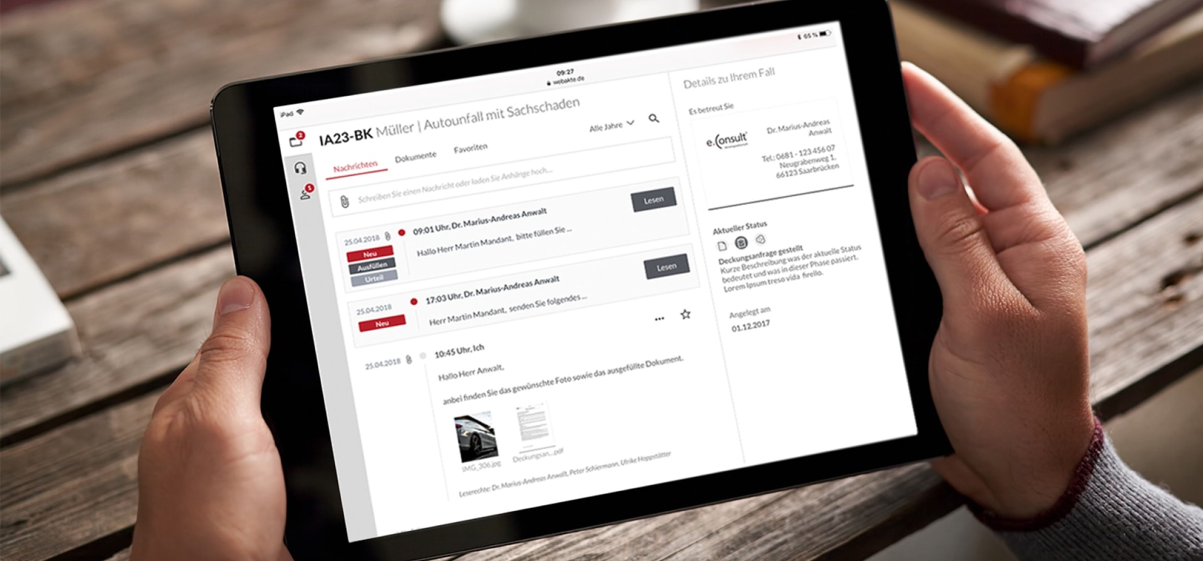 WebAkte von e.Consult AG auf einem Tablet.