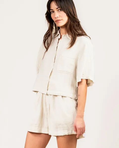 Liv Linen Shirt, Solid Oatmeal