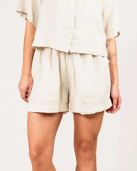 Chloé Linen Short, Solid Oatmeal