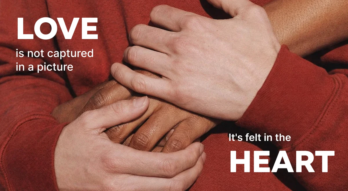 Close-up of two pairs of hands gently clasped together over red sleeves, symbolizing love and connection in a heartfelt rom-com