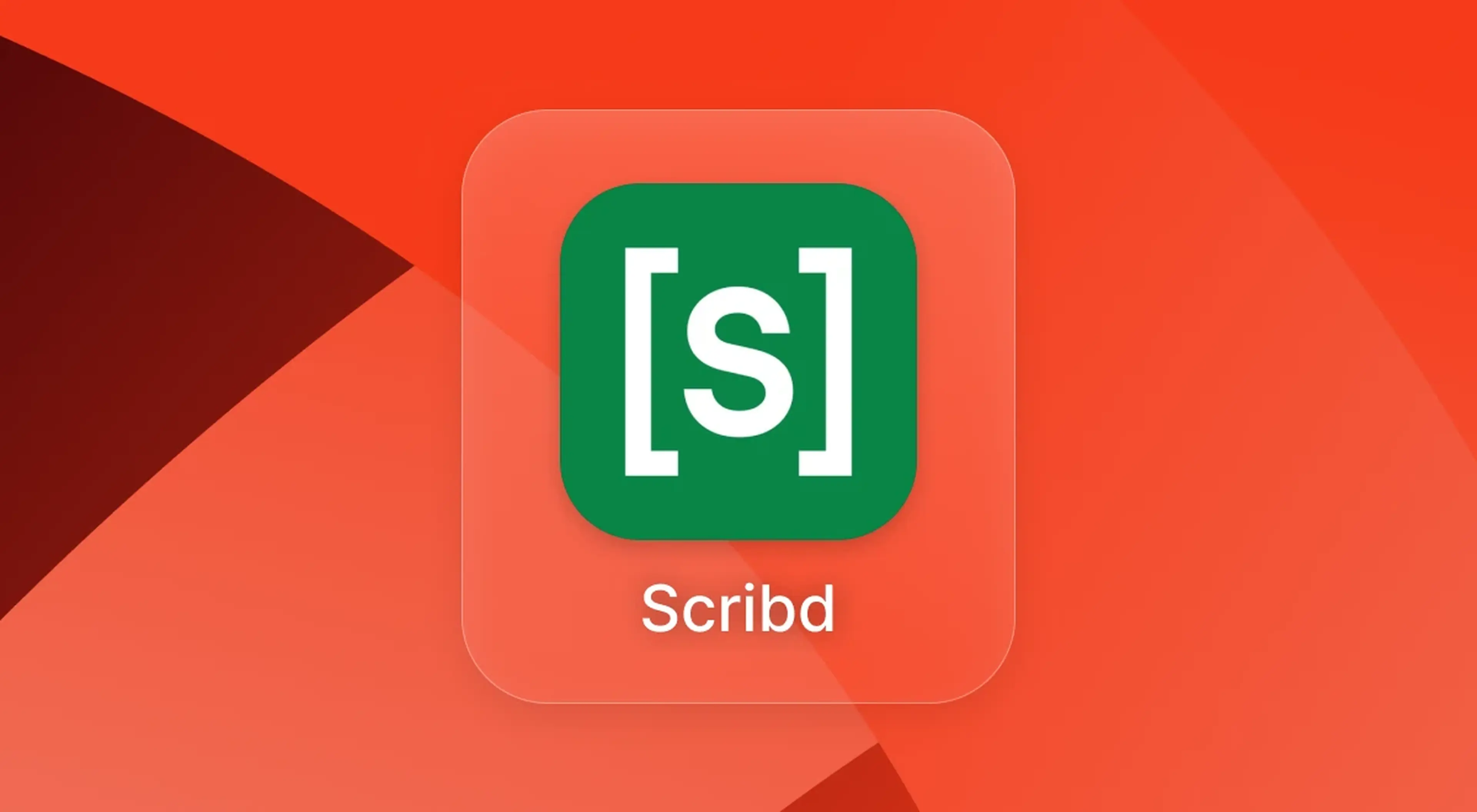 Scribd app icon featuring a green square with white [s] logo, displayed on a warm red and orange gradient background, representing what is Scribd and its document reading platform