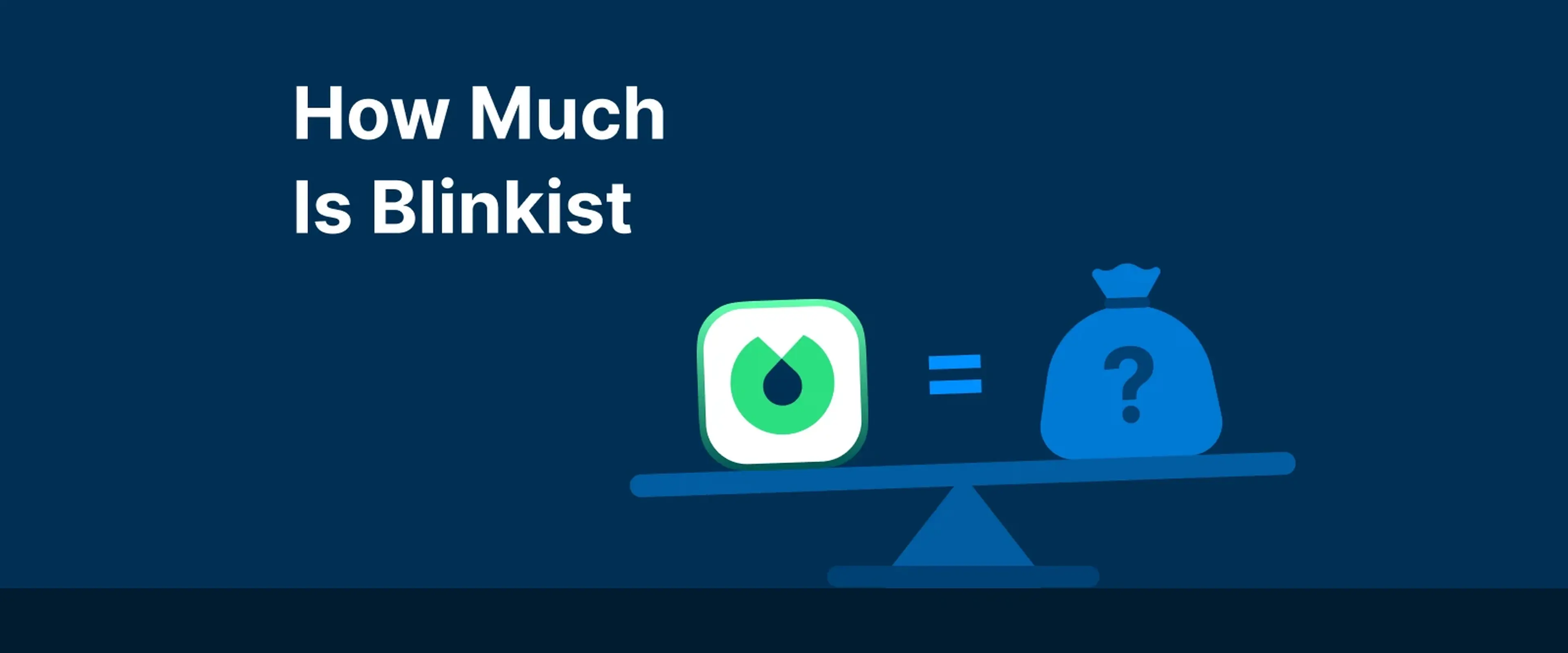 Blinkist app icon on a balance scale against a dark blue background, illustrating a microlearning app review focused on self-growth value and pricing