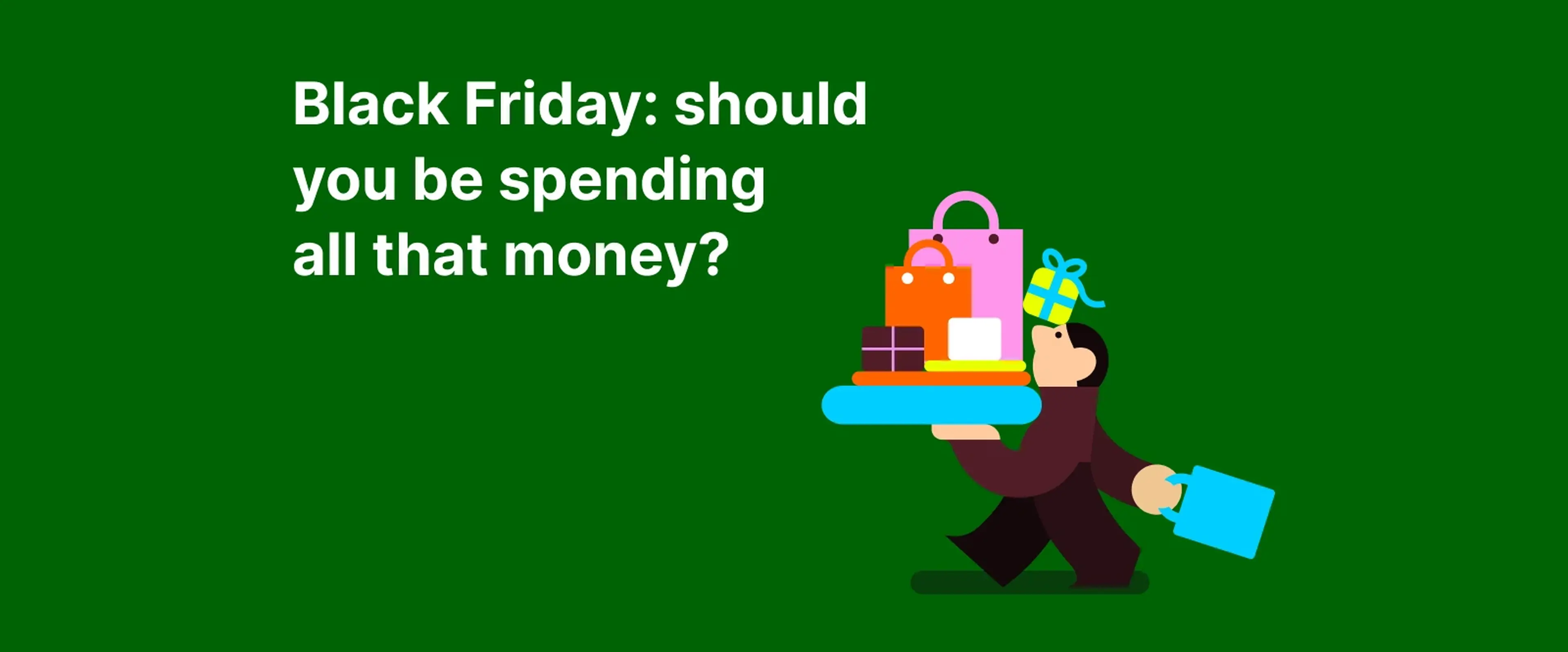 A man with huge amount of packages in his hands is walking representing black friday