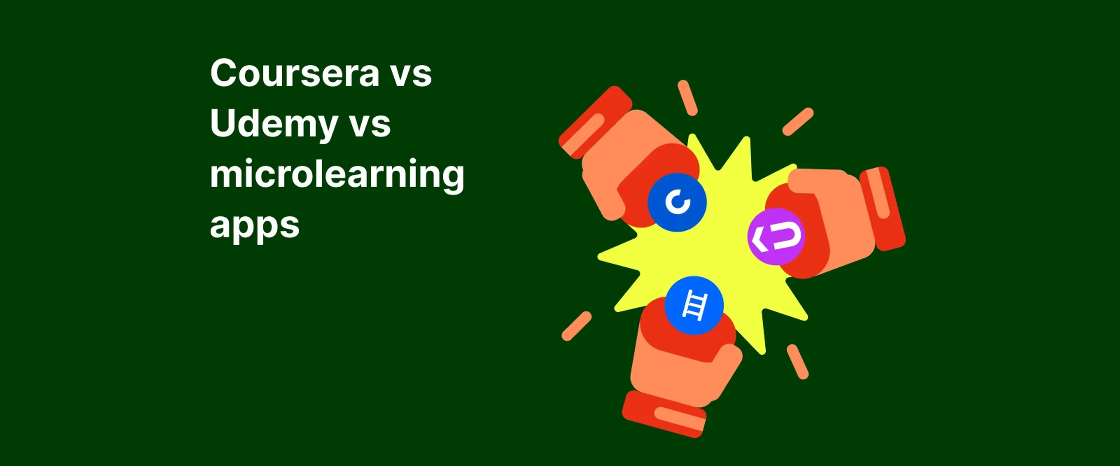 Boxers gloves with a splash inside illustrating Coursera vs Udemy vs microlearning apps