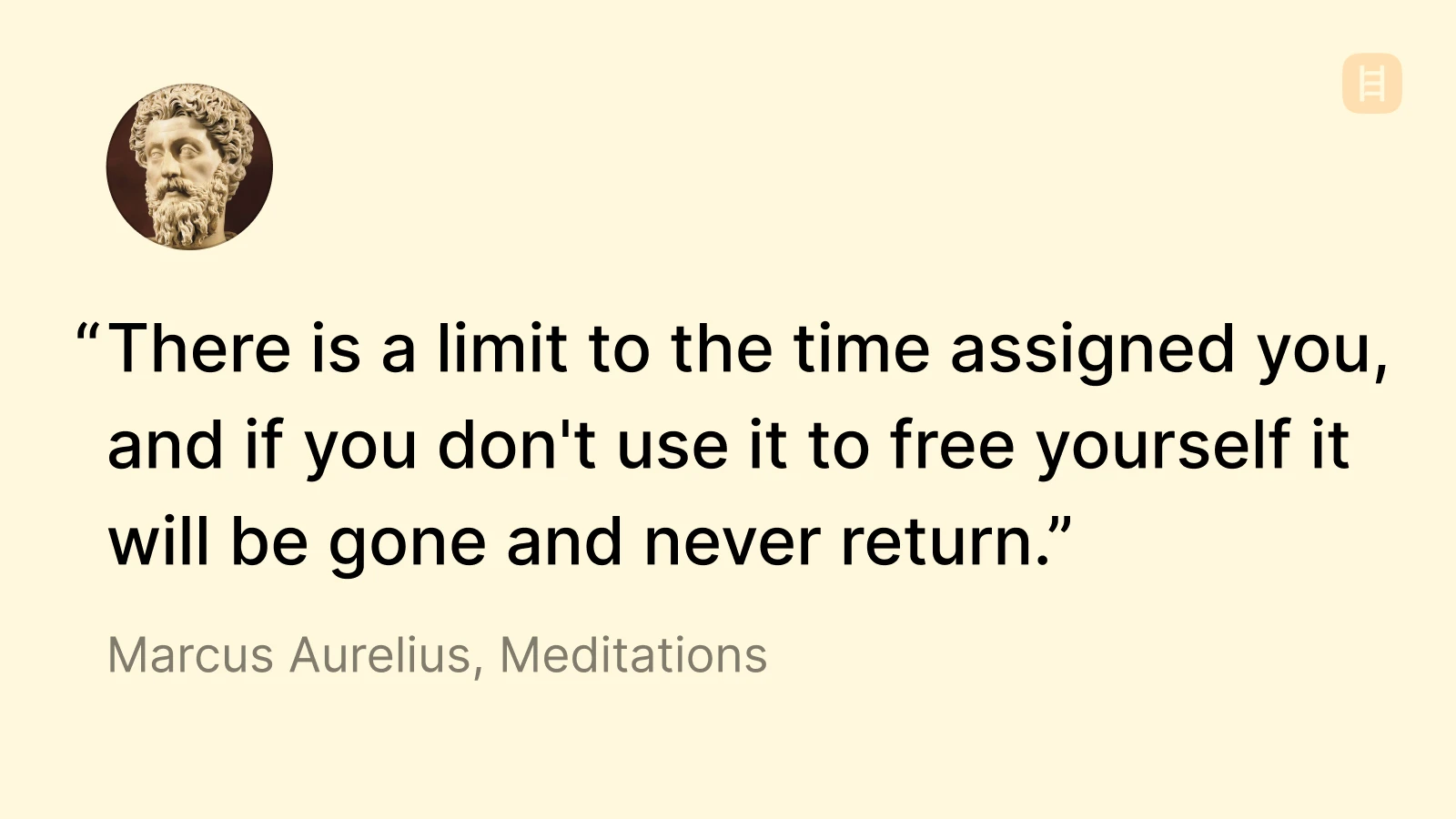 Portrait of Marcus Aurelius with a quote about time and self-discipline - What is marcus aurelius known for