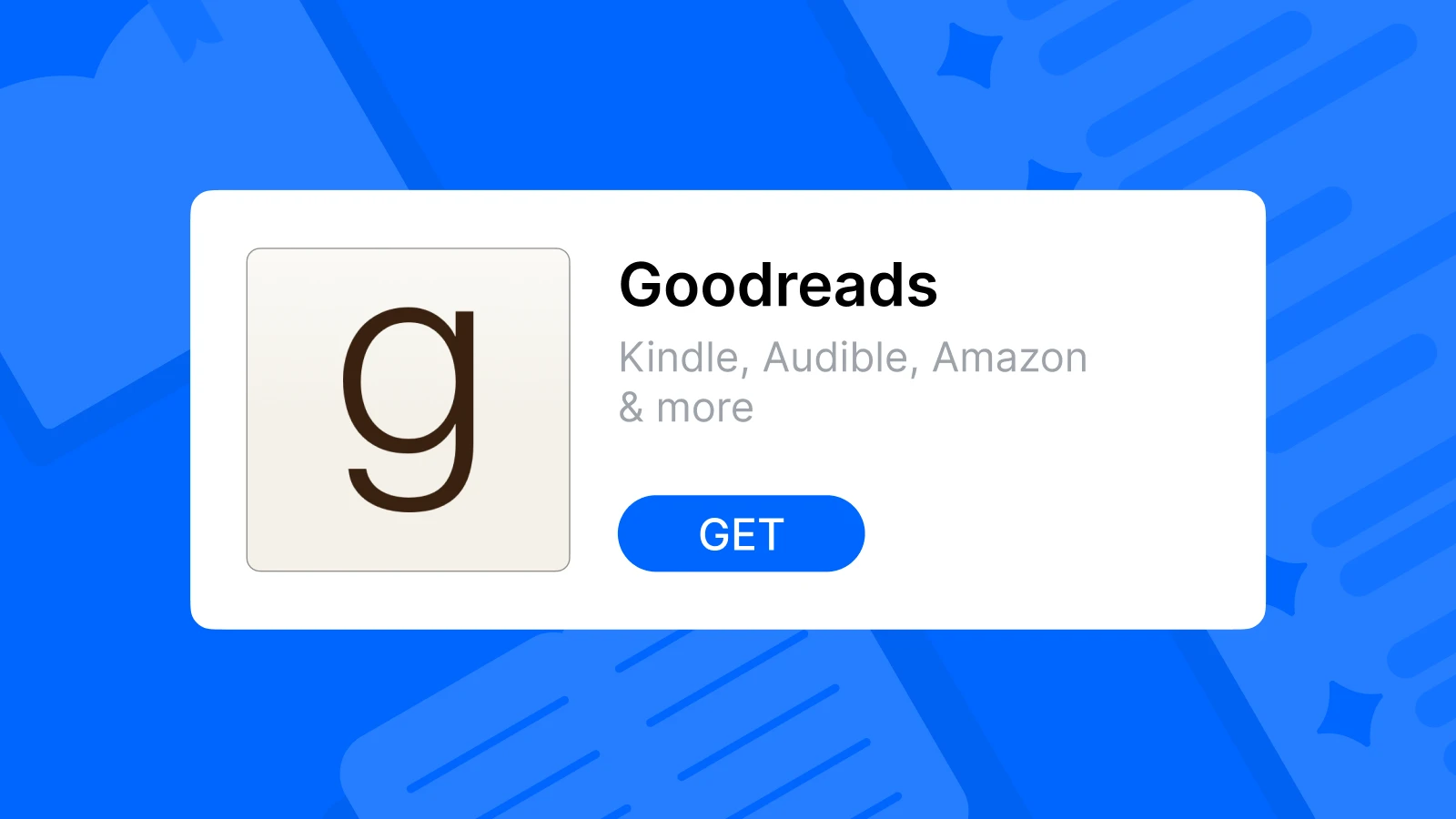 The Goodreads app logo on the blue background with notes and books – best apps
