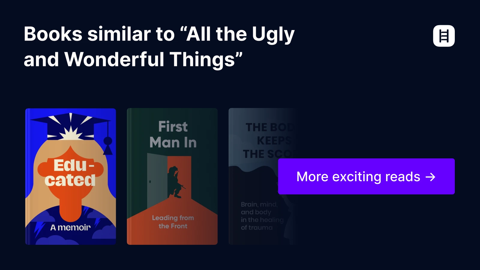 Books similar to All the Ugly and Wonderful Things by Bryn Greenwood, like Educated, First man in and The body keeps the score