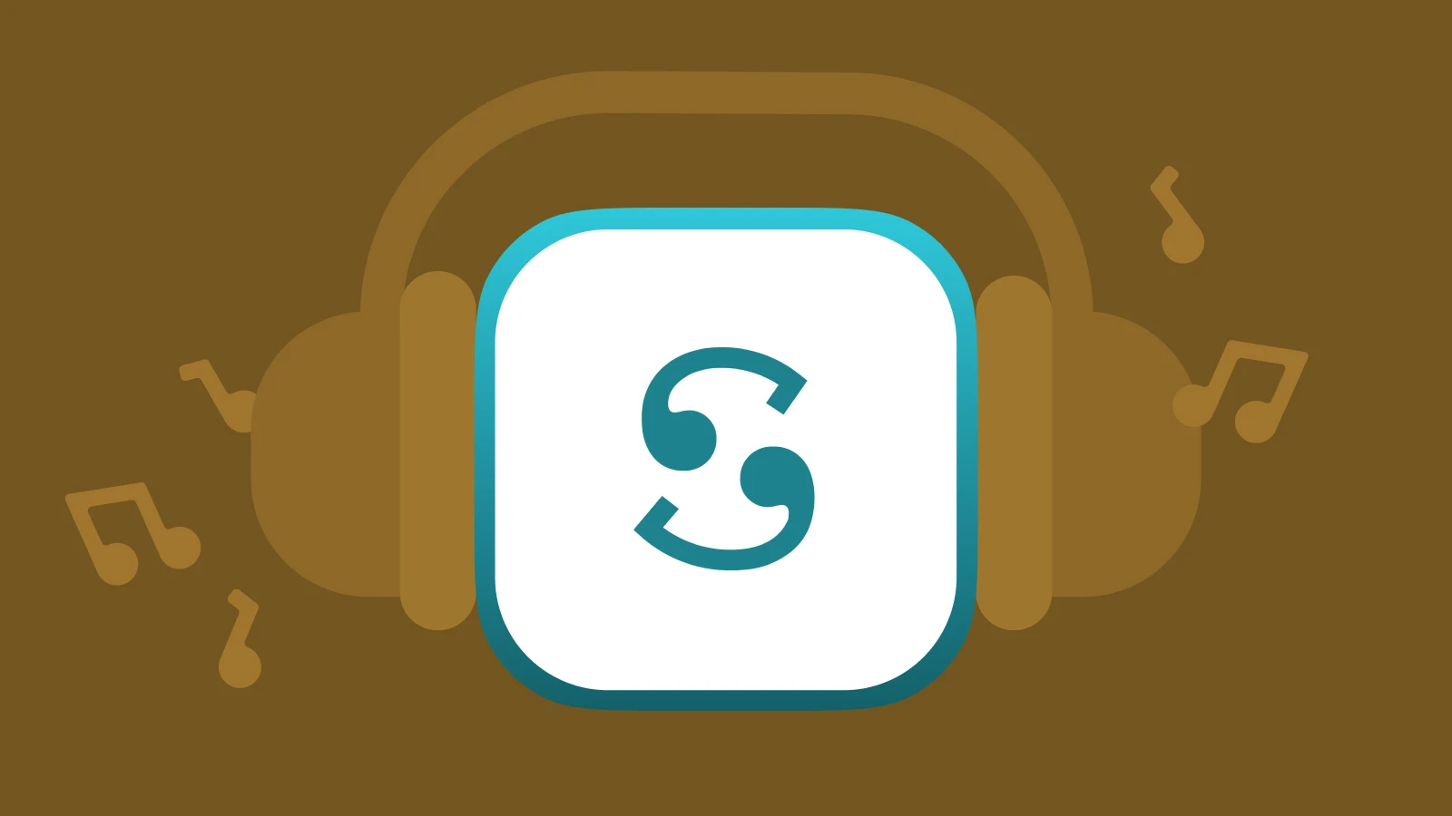 scribd audiobook app icon in turquoise with turquoise symbol on brown background with headphones