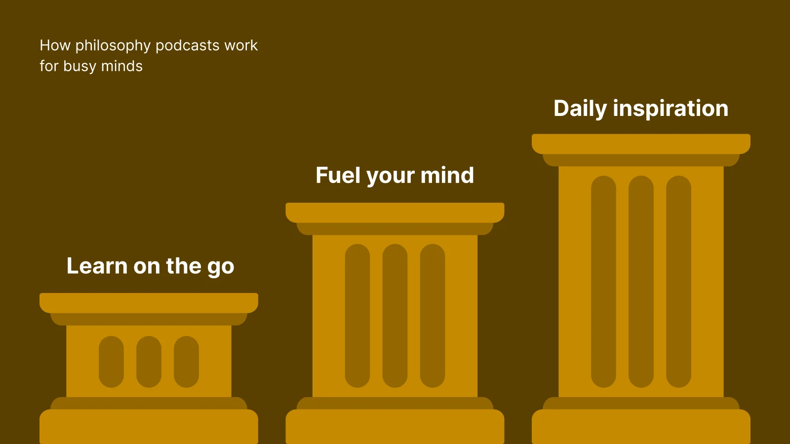 Golden columns with profile avatars, emphasizing daily inspiration and learning on the go with TikTok alternatives