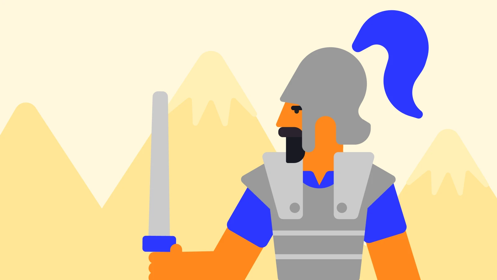 Roman soldier in armor and helmet holding a sword with mountains in the background - Marcus Aurelius life and achievements Avidius Cassius’ rebellion
