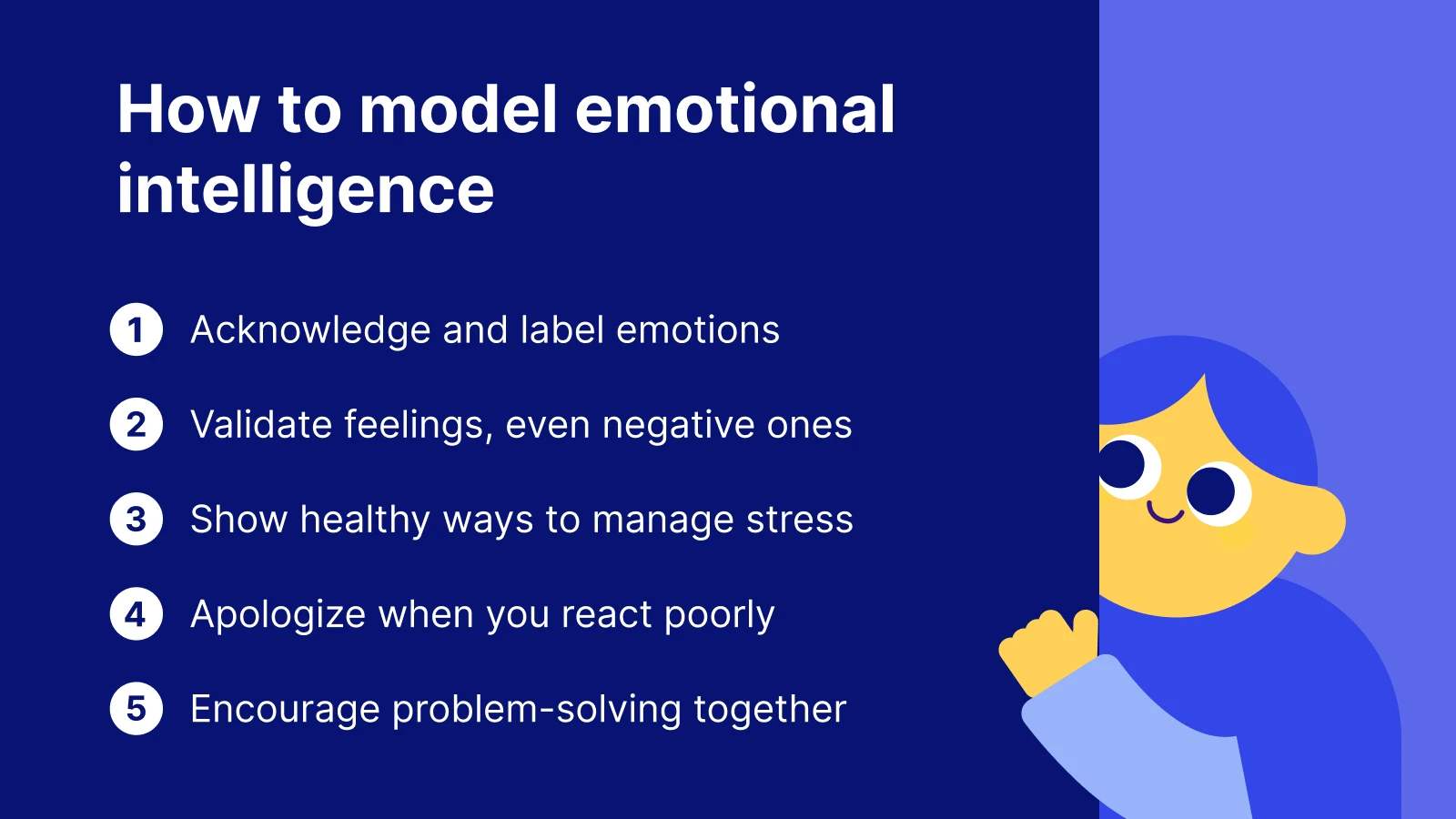 Illustration of a parent teaching emotional skills, reflecting strategies to model empathy and be a better parent 1x