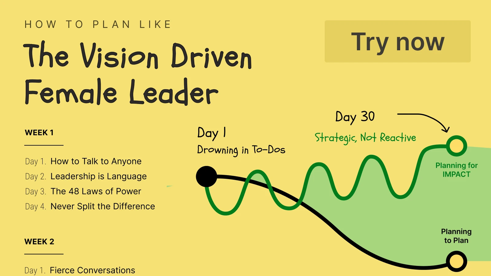 Graphic of conception to think strategically representing the vision driven female leader
