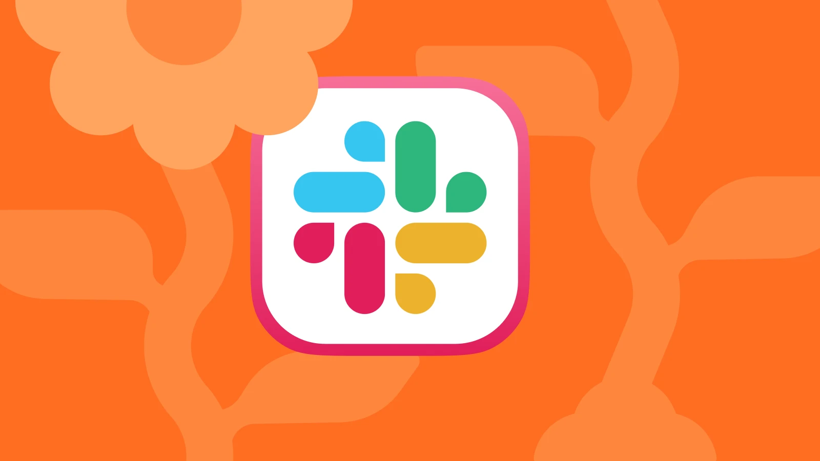 Slack app logo on an orange patterned background, included in self-improvement apps for learning new skills