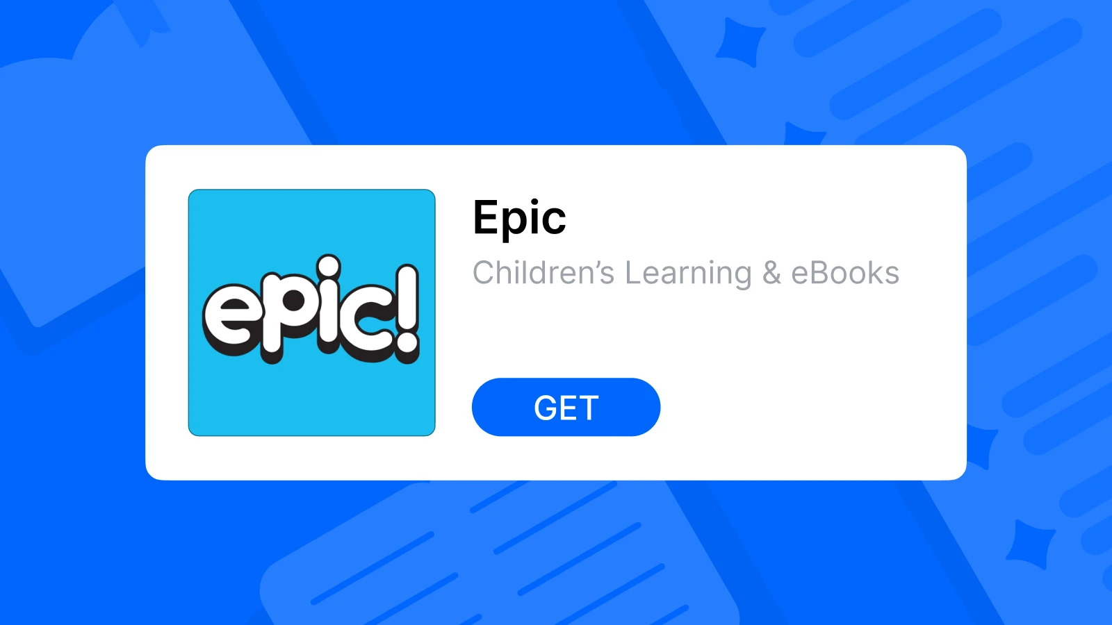 The Epic app logo on the blue background with notes and books – best apps