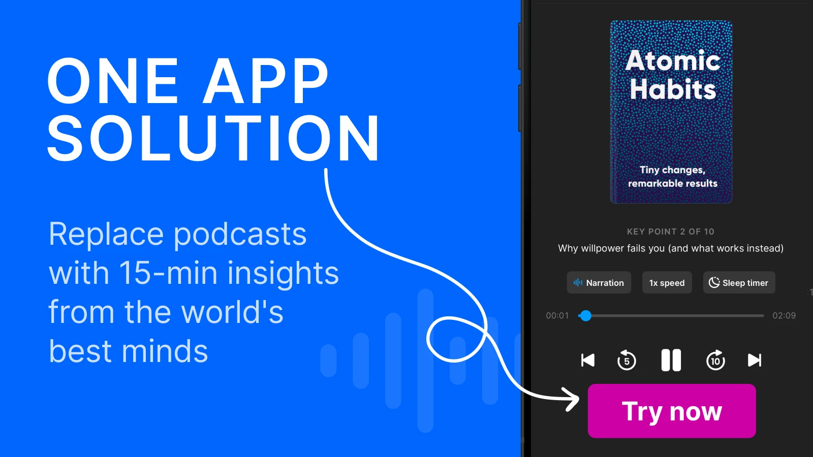 Iphone mockup with Atomic habits book summary on the screen