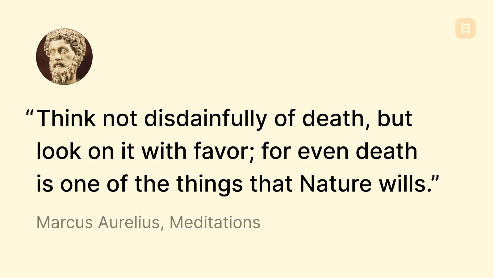 Portrait of Marcus Aurelius beside a quote on a beige background - Marcus Aurelius on Death - what did marcus aurelius do