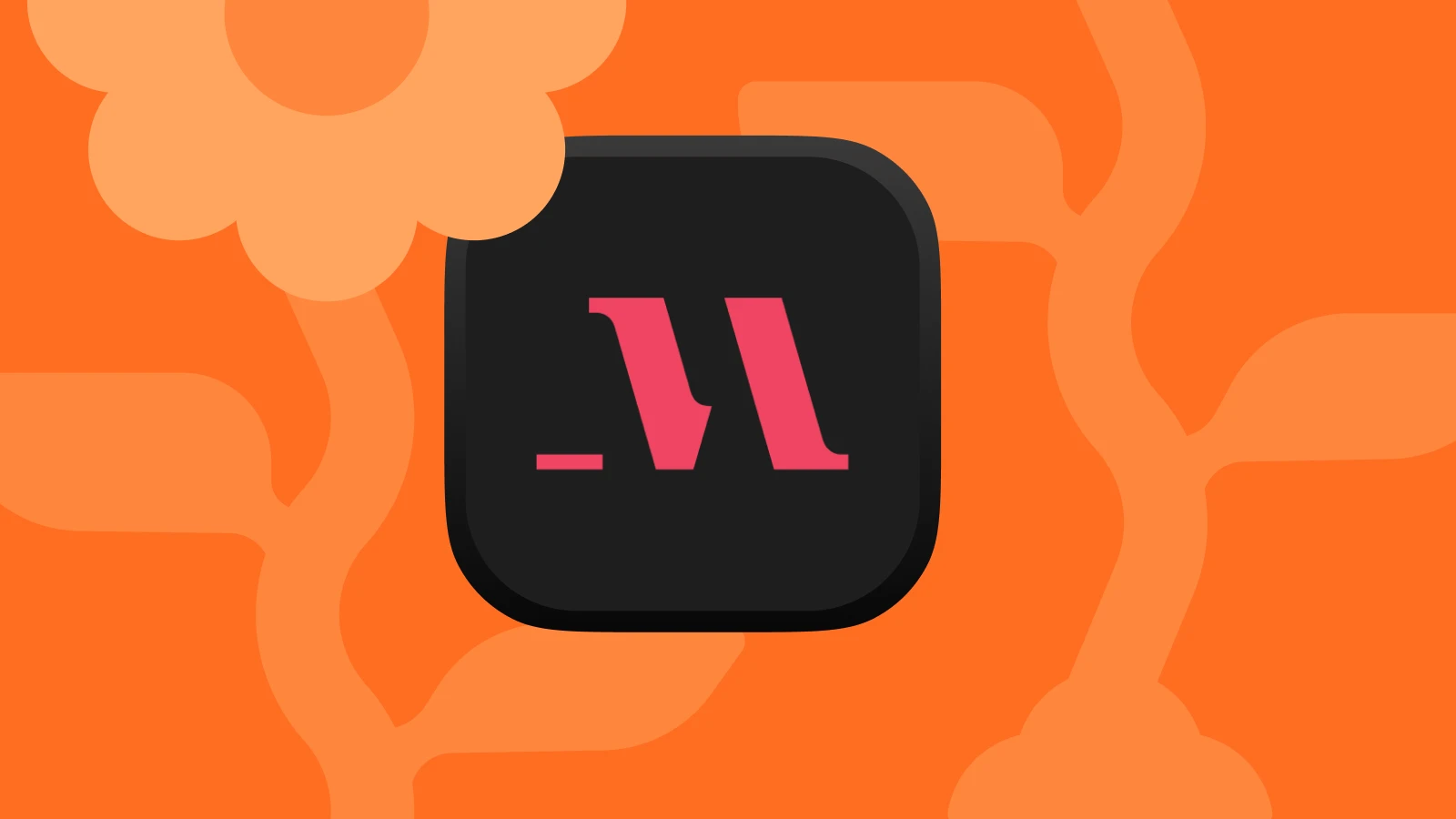 MasterClass app black logo with pink M on an orange patterned background, included in self-improvement apps for learning new skills