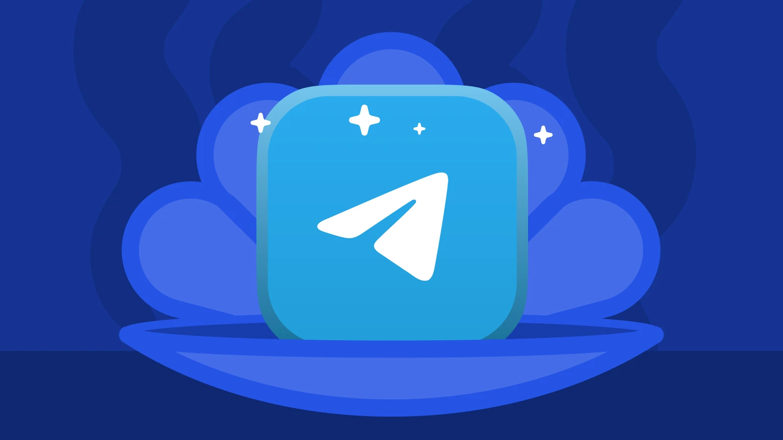 Telegram app icon with a paper plane, symbolizing top Android communication apps with shellfish at the background
