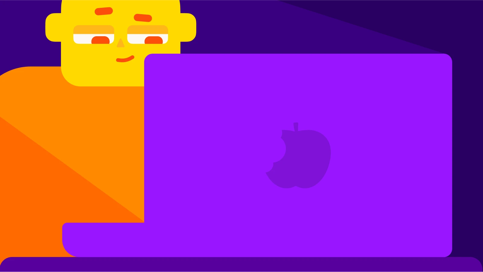 A person sitting behind a purple laptop with a focused expression - Why Is Time Management Important?