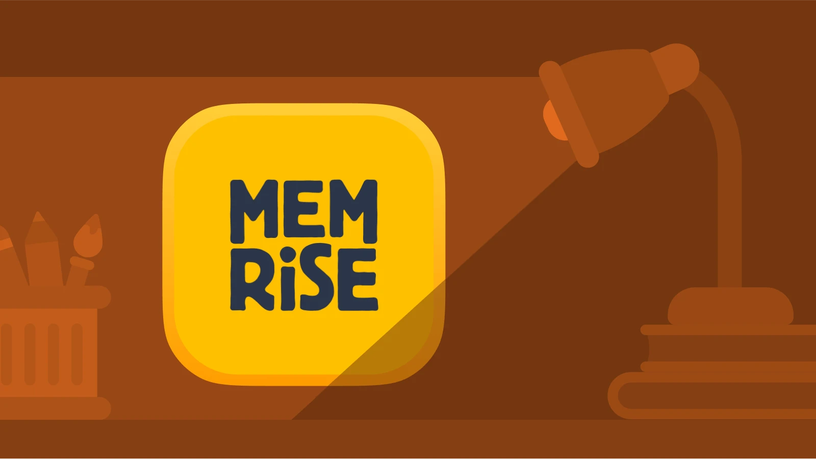 Memrise  logo illuminated by a desk lamp, from best educational apps