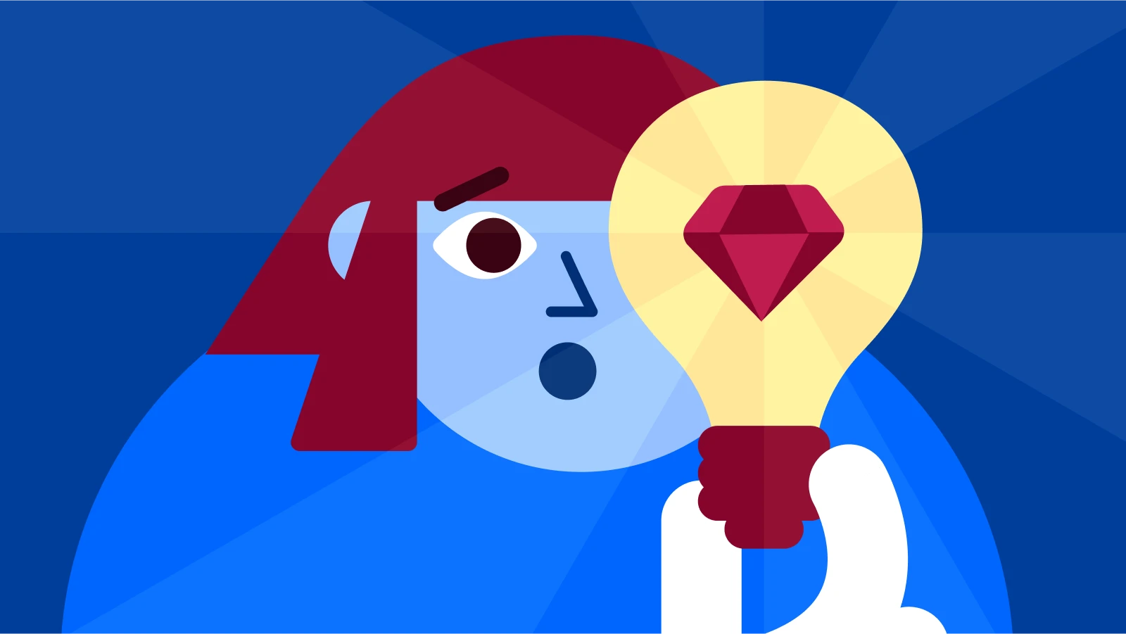 self-improvement Surprised person shows a lightbulb