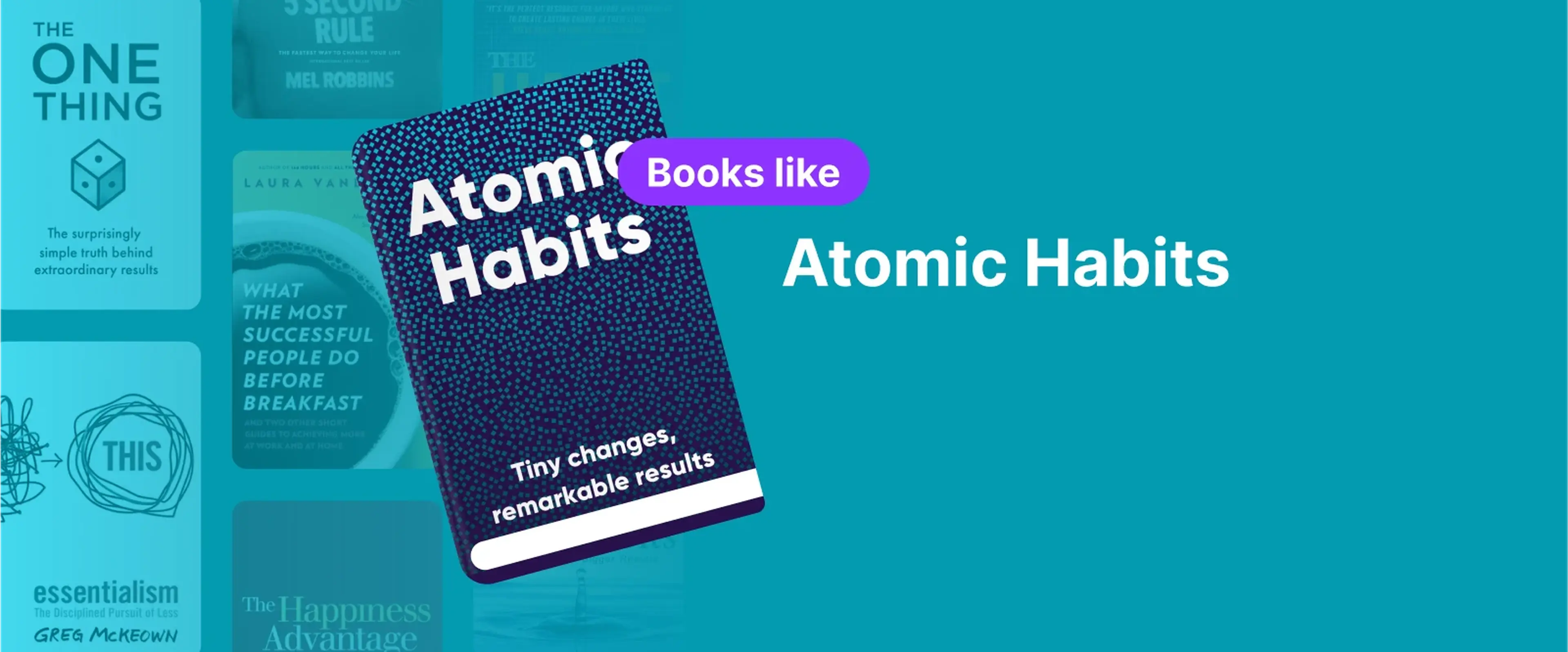 Book cover of Atomic Habits by James Clear, featuring a dark background with tiny dots and the title in bold, emphasizing the concept of small but impactful changes