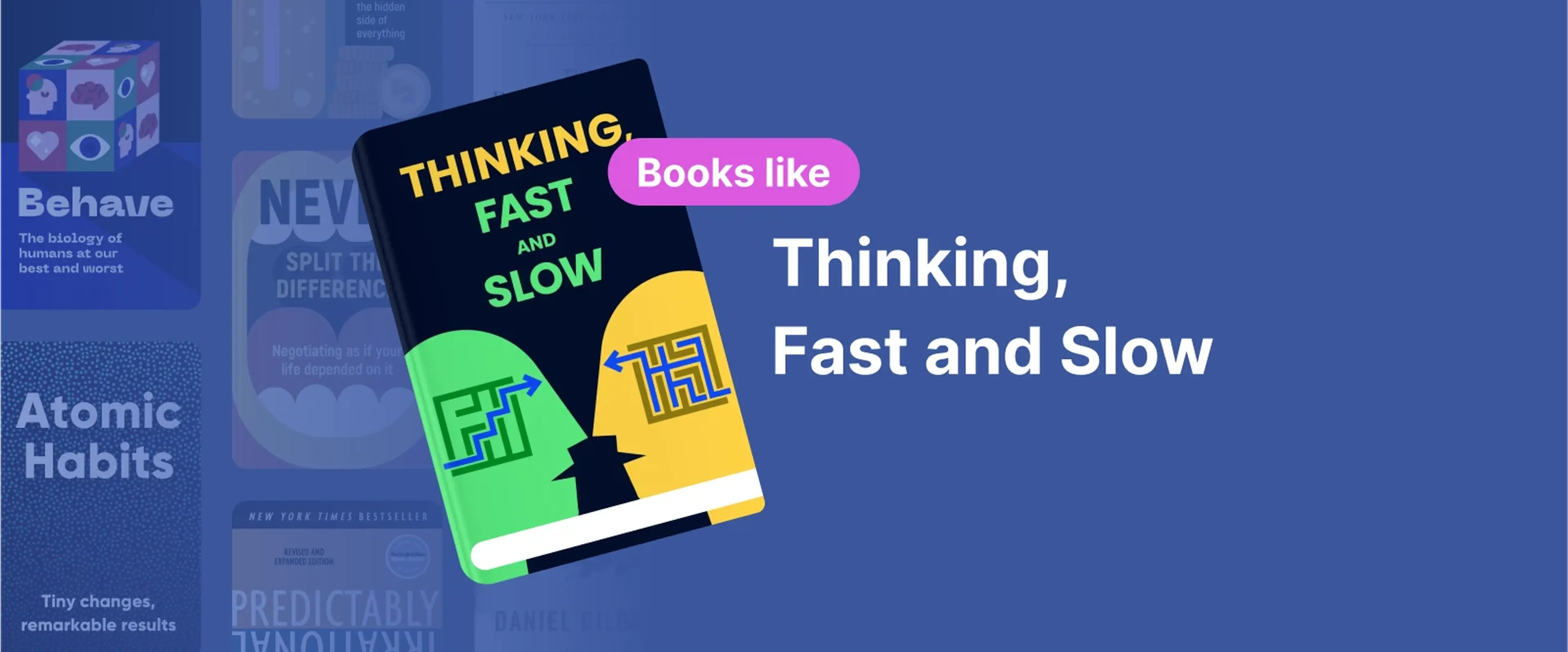 Book cover of Thinking, Fast and Slow by Daniel Kahneman with maze design, representing psychology and decision-making