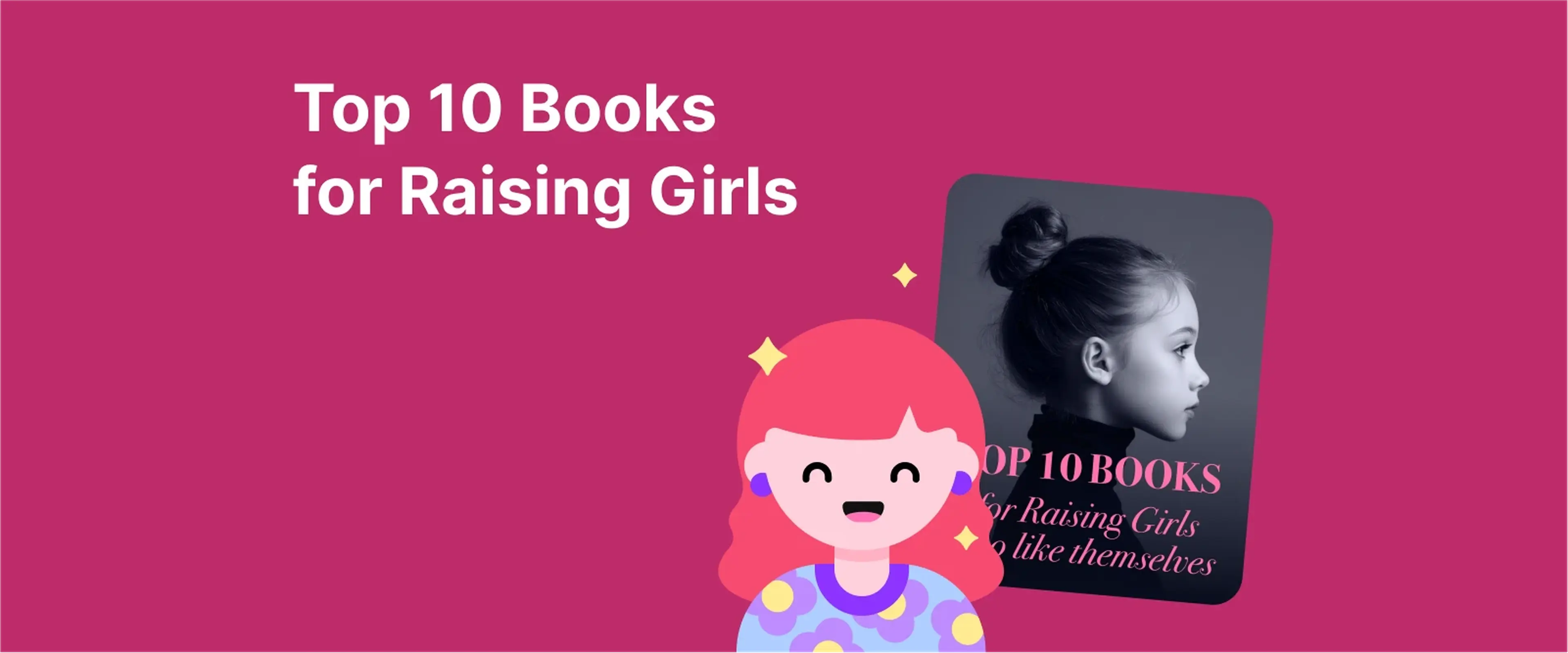 Girl with pink hair nextб symbolising parenting books and raising girls who like themselves