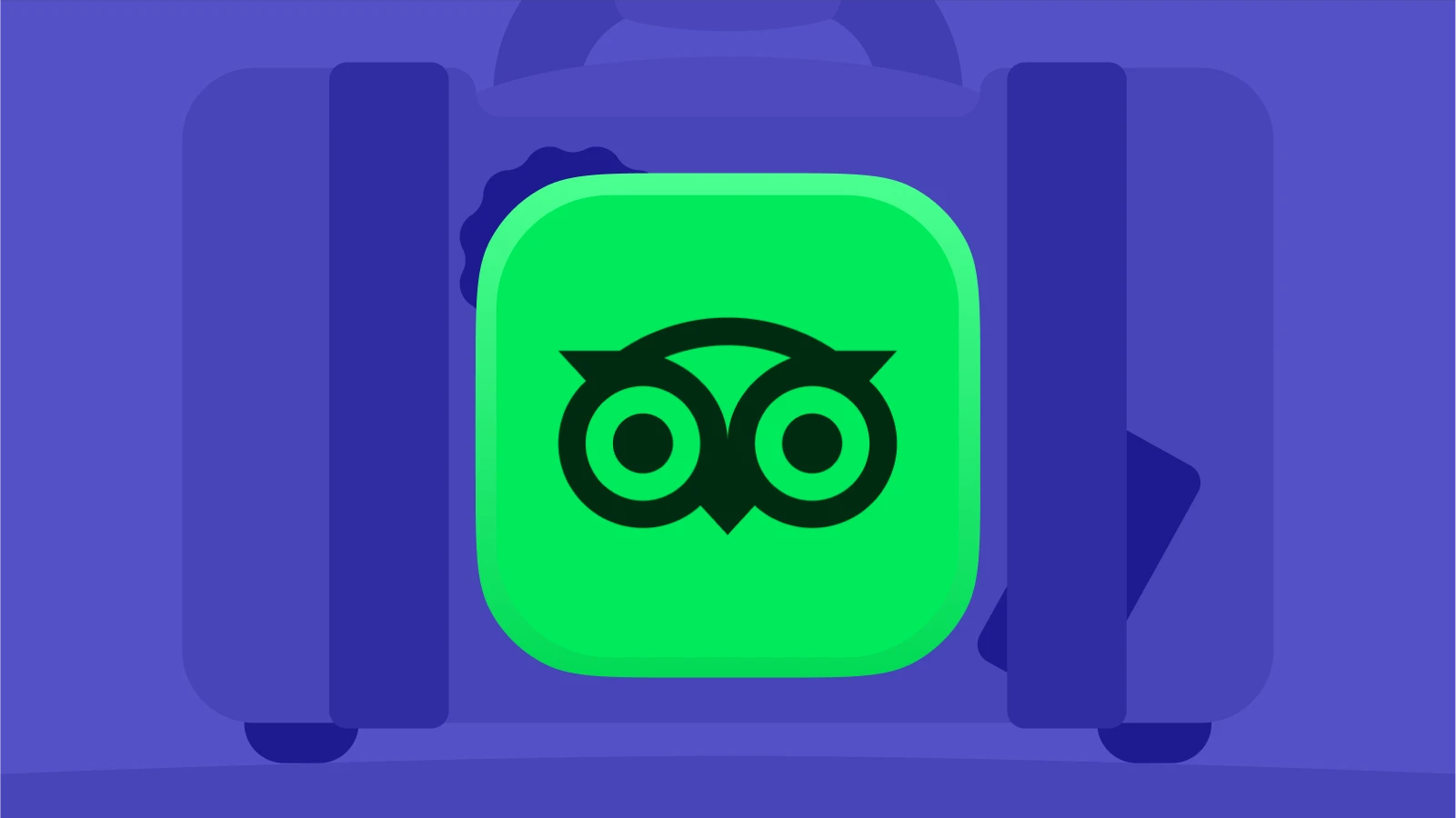 Tripadvisor as one of the best travel apps with a luggage at the background