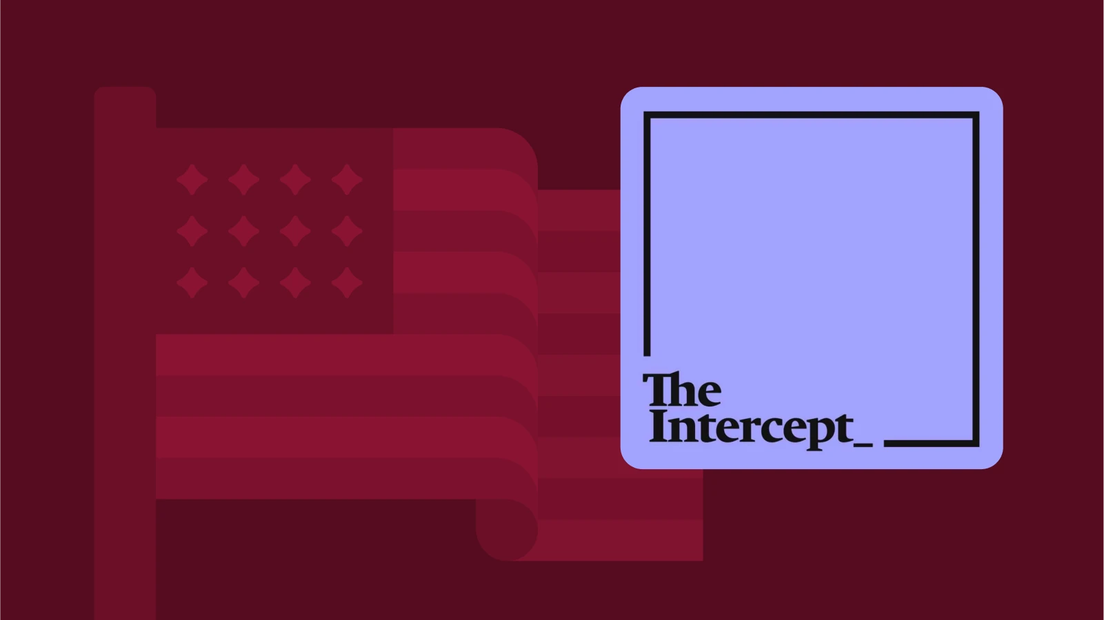 Red background with American flag graphic and The Intercept podcast cover, one of the most recognized political podcasts