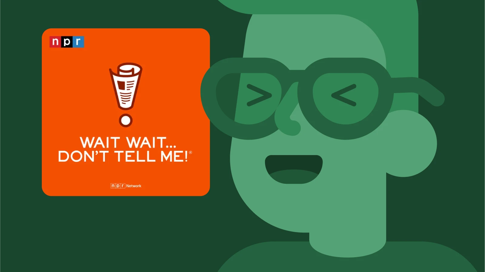 NPR’s Wait Wait Don’t Tell Me podcast logo on orange background, a top comedy podcast