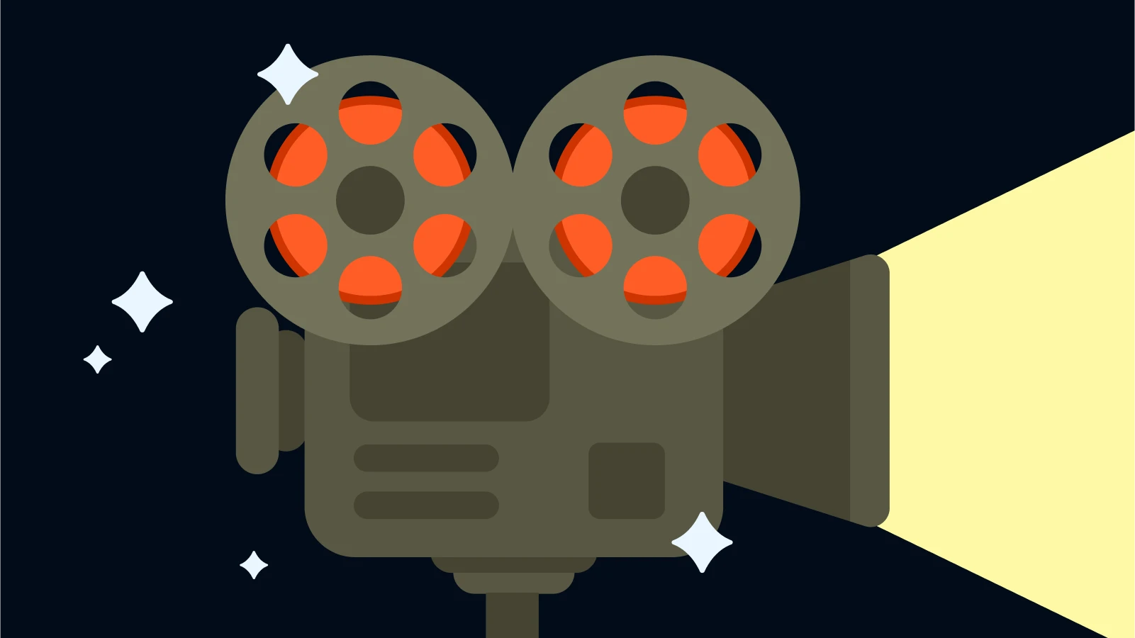 Cartoon film projector with light beam, representing the cinematic potential of Small Things Like These