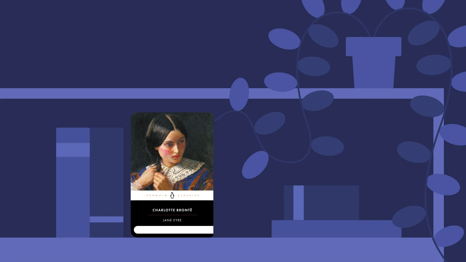 Best classic literature featuring historical portrait painting on dark blue background with decorative leaf pattern