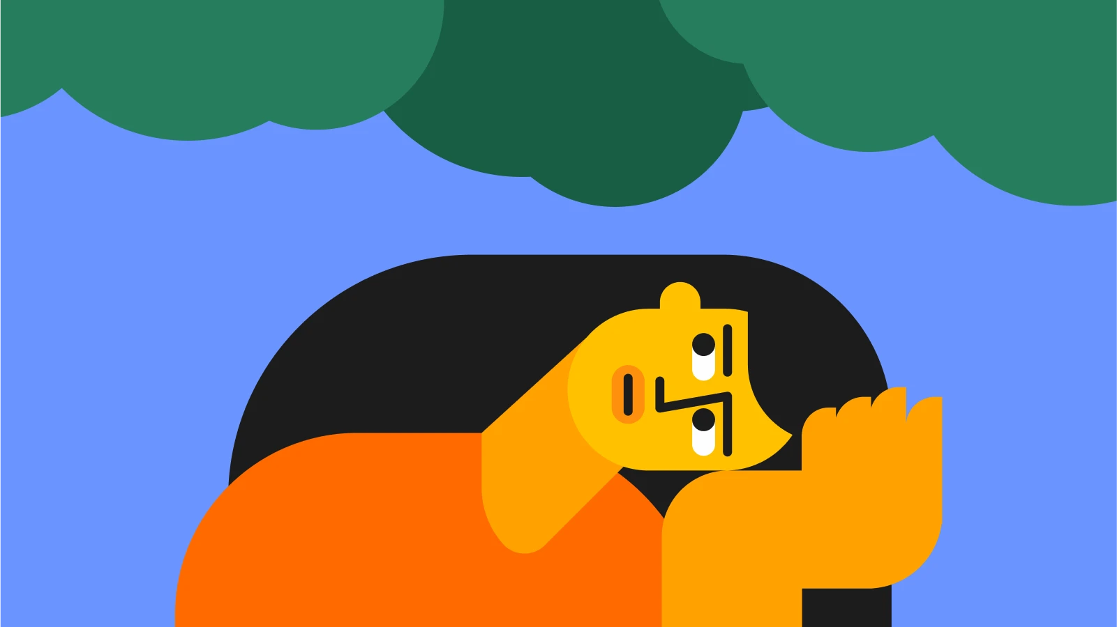 Illustration of a person lying under trees and relaxing, symbolizing reflection and balance as part of soft skills development through microlearning