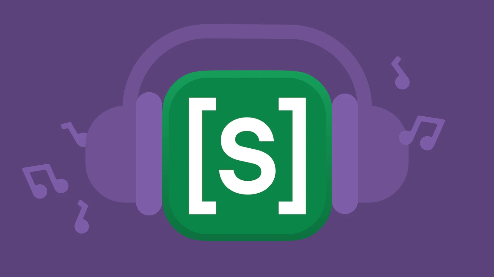 scribd app icon wearing a headphones with note signs around, listening for the best audiobook apps