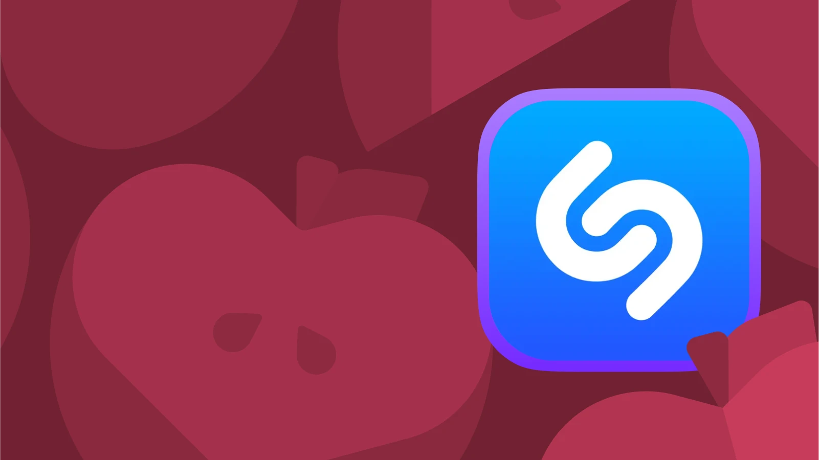 shazam from best apple watch apps on red background with apple slices
