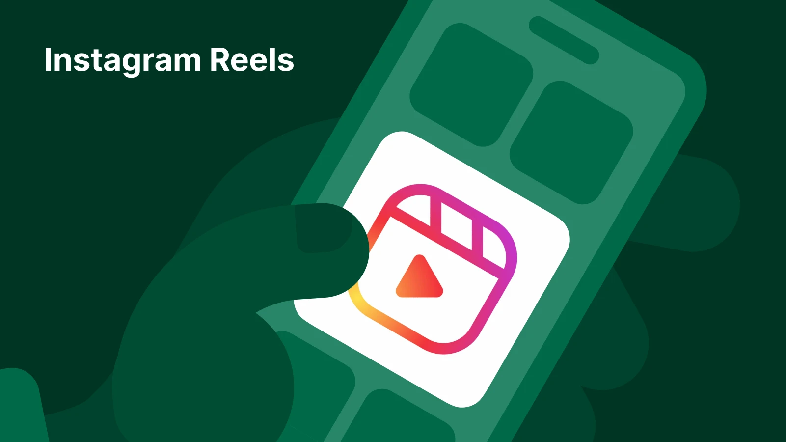 Hand holding a phone with the Instagram Reels icon, a popular app like TikTok for video sharing