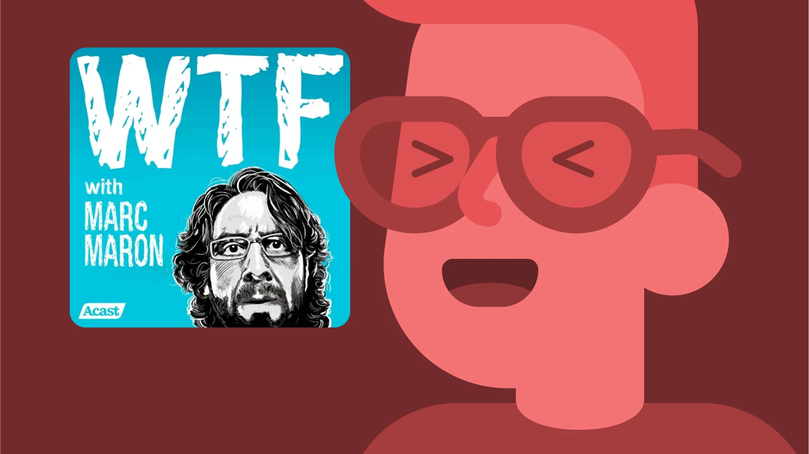 WTF with Marc Maron podcast cover featuring black-and-white portrait, a classic comedy podcast