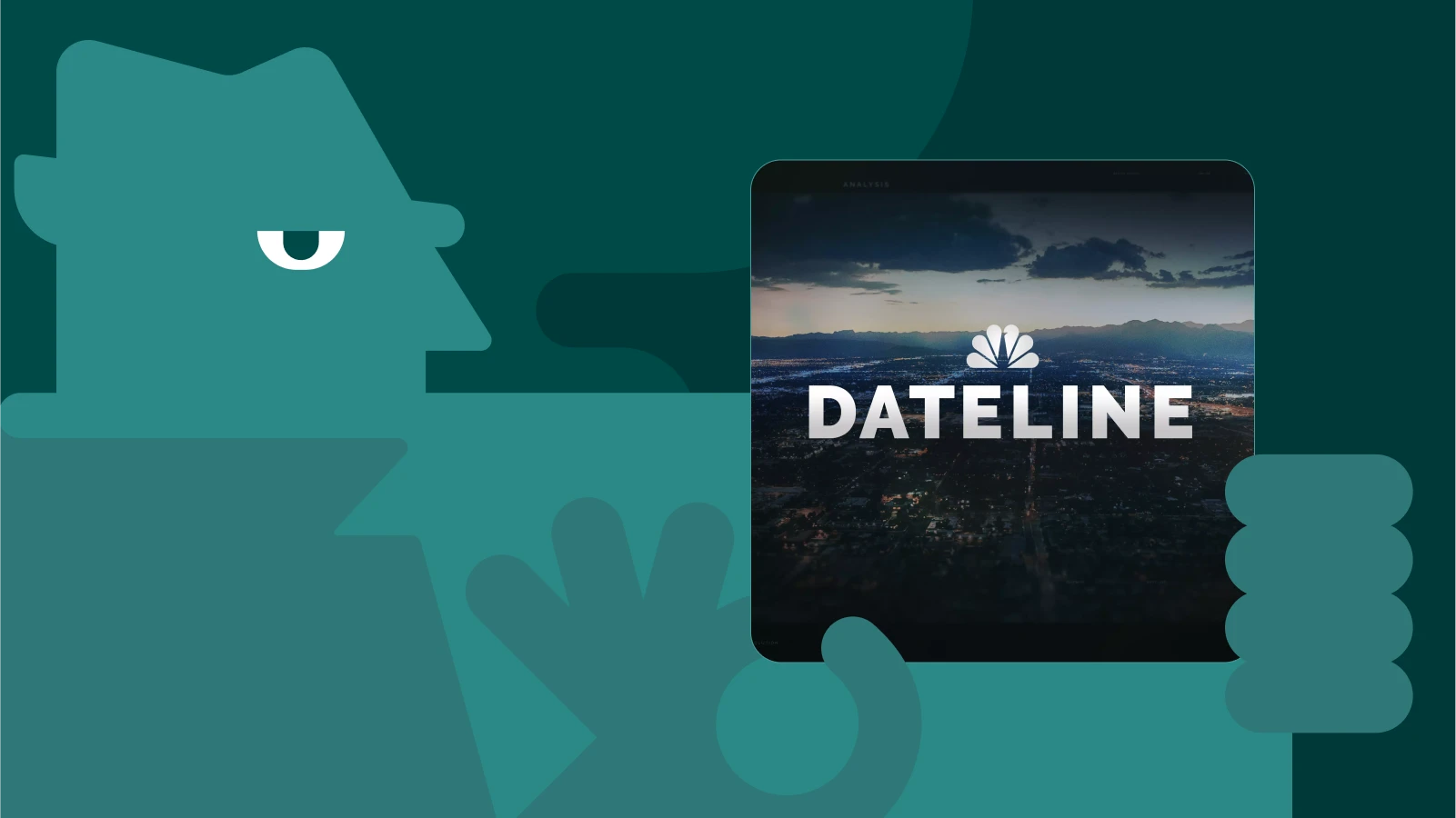 Dateline podcast logo on dark blue background, one of the best true crime podcasts about real investigations