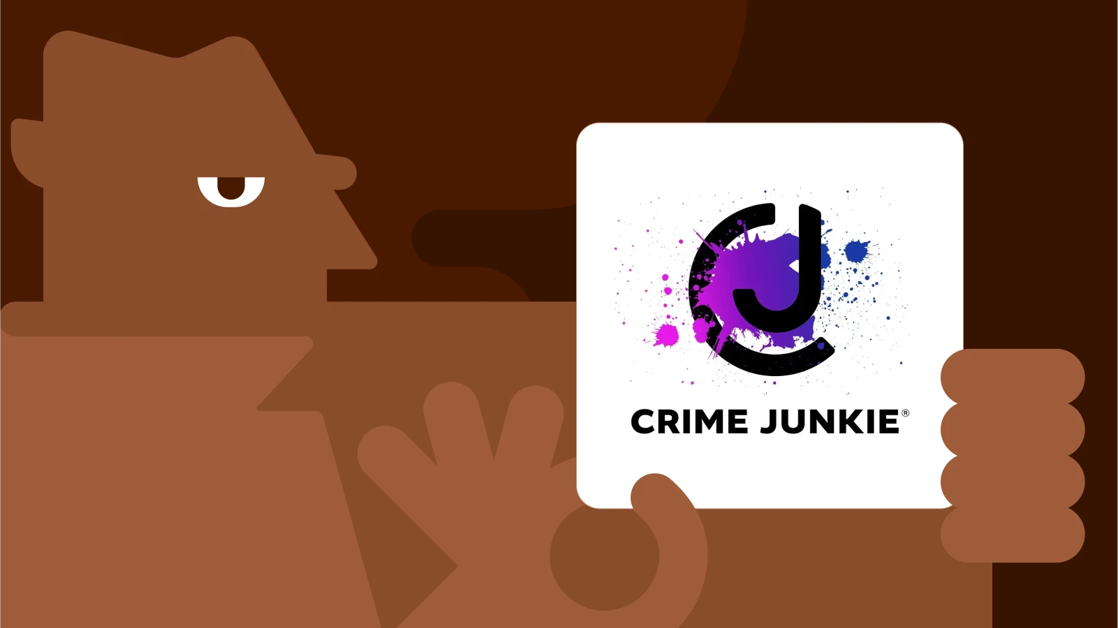 Crime Junkie podcast logo displayed on brown background, featured among the best true crime podcasts