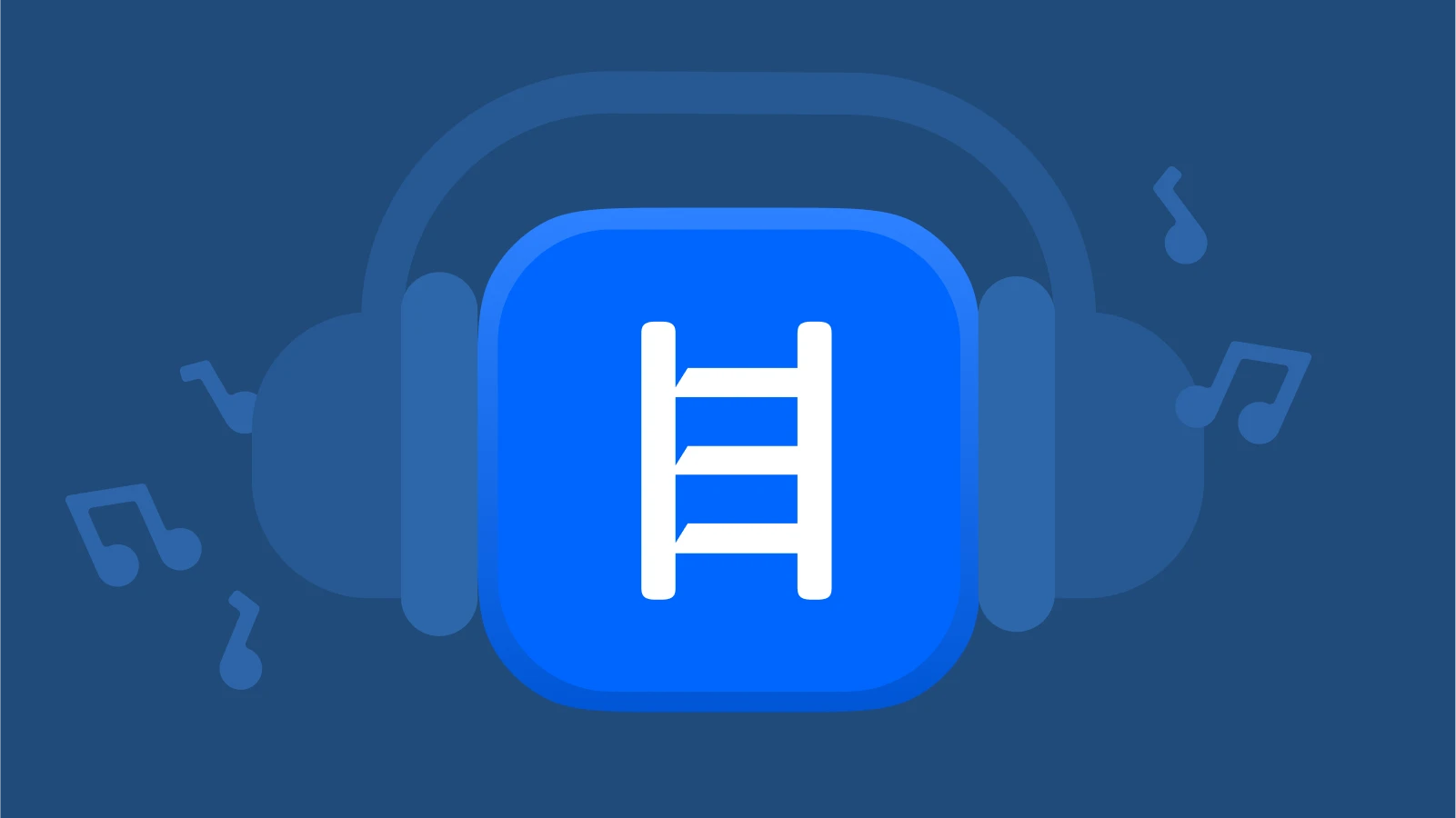 headway app icon wearing a headphones with note signs around, listening for the best audiobook apps
